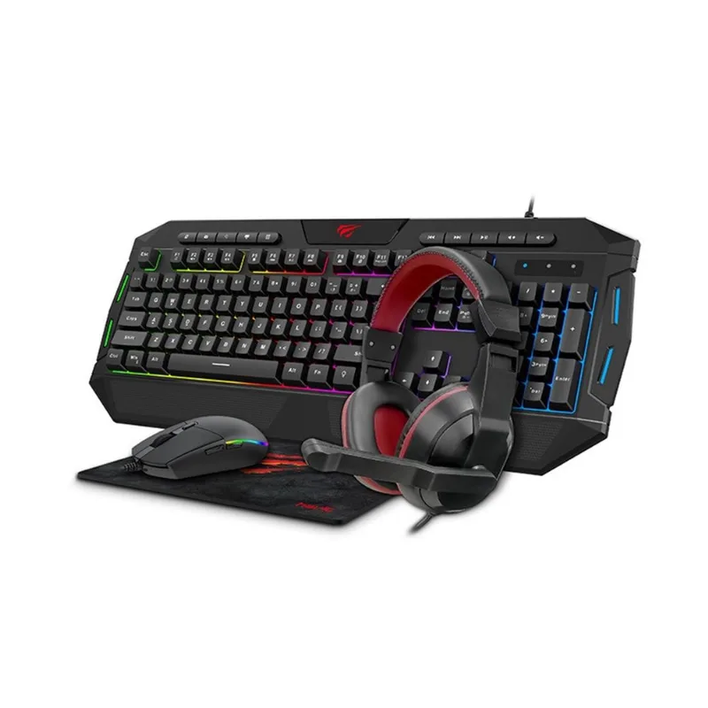 Kit Gamer Rgb Havit 4 Pças Teclado, Mouse, Mousepad, Headset