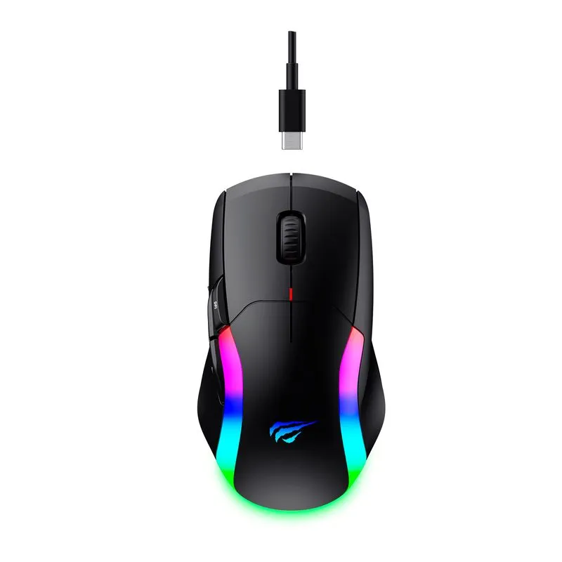 Mouse inalámbrico gaming Havit MS959W con luz, negro