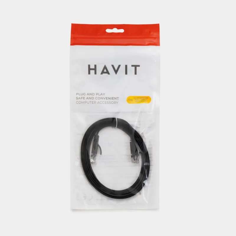 Cable ethernet 2.0 Havit de 1.5 metros, negro