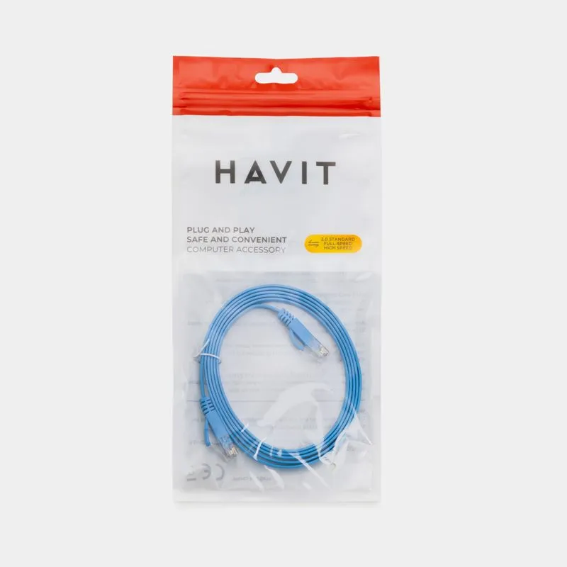 Cable ethernet 2.0 plano Havit de 1.5 metros, azul