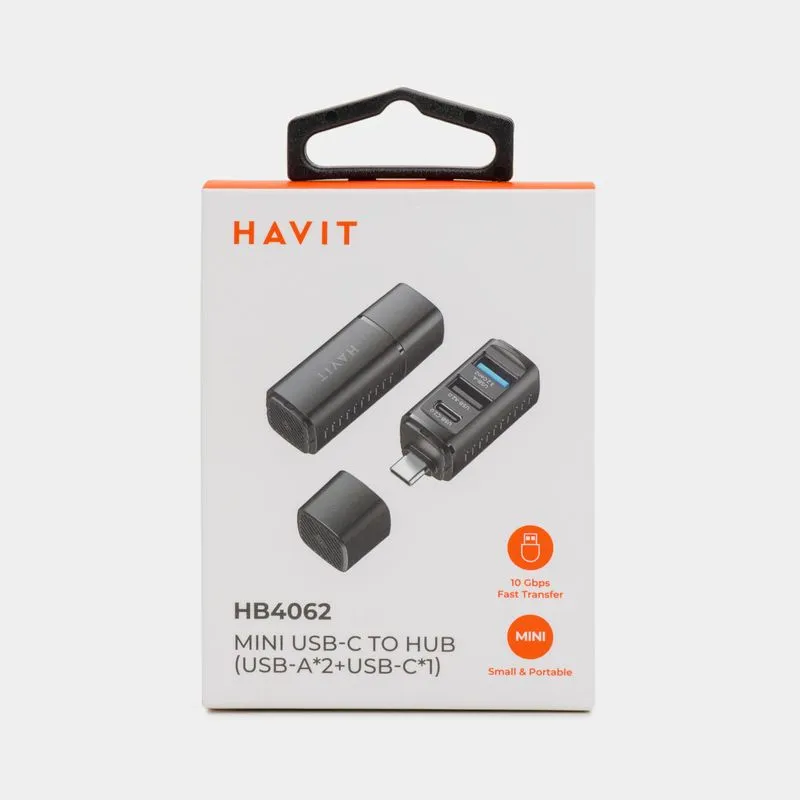 Hub multipuertos 3 en 1 USB-C Havit, negro