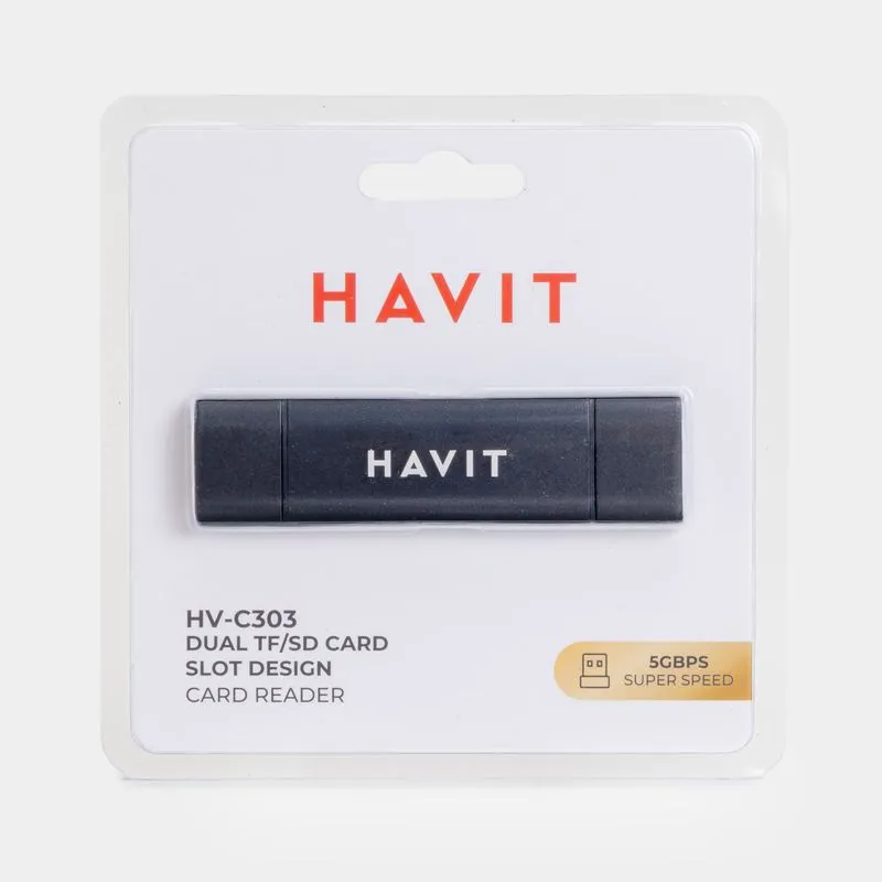 Hub multipuertos 4 en 1 USB Havit, negro