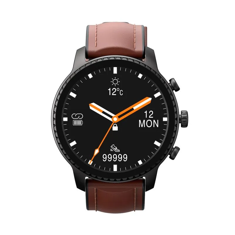 Smartwatch M9005W negro y café de tablero circular Havit de 1.3”