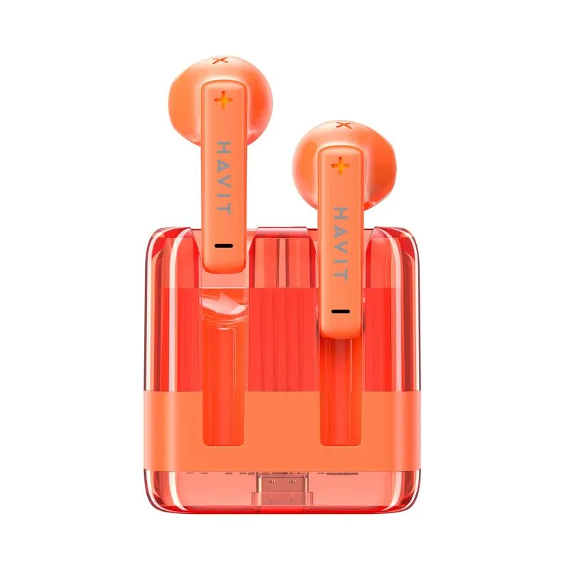Audífonos Havit TW981 in ear, naranjas
