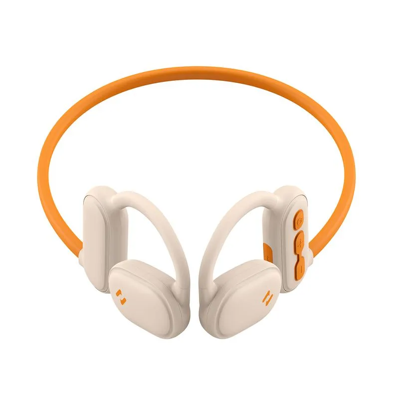 Audífonos de conducción de aire Havit FreeGo Pro, beige con anaranjado