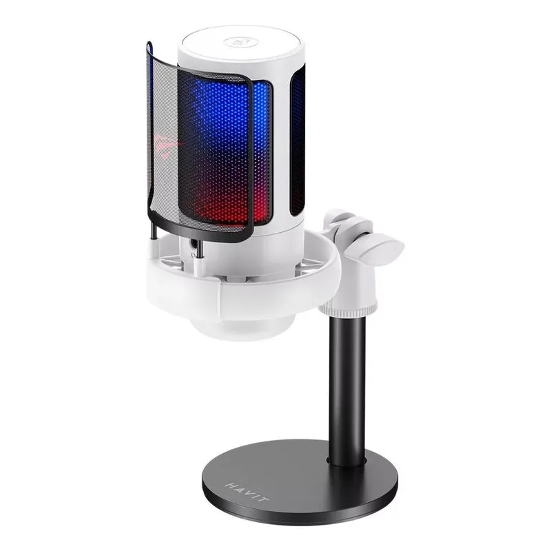 Microfone Stream Havit rgb Cardioide GK50 Preto/Branco