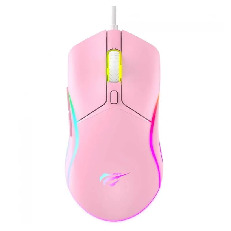 Mouse Gamer Havit Ms1029 Rosa: 8000 Dpi, Rgb Vibrante