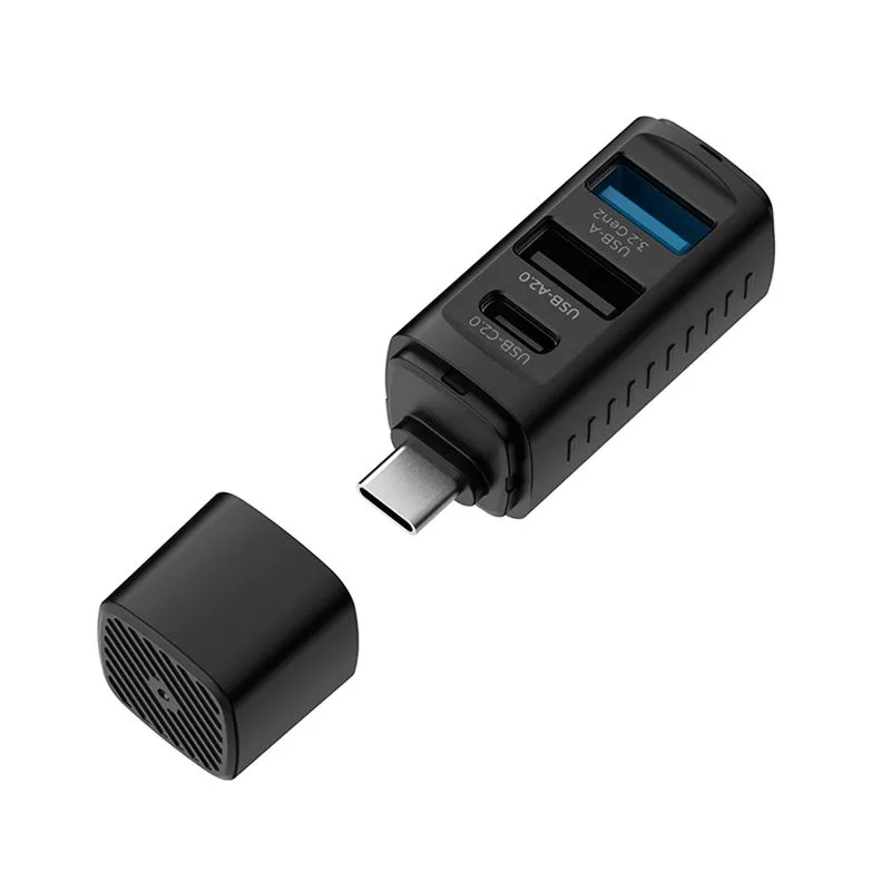Hub multipuertos 3 en 1 USB Havit HB4026, negro