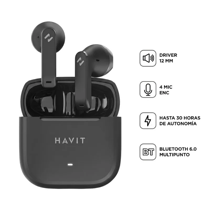 Auriculares Bluetooth HAVIT TW966 con 4 Mic ENC y Baja Latencia