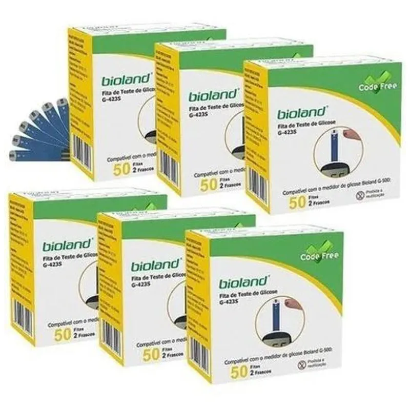 Kit Fita Para Medição De Glicose G423s Bioland 6 Caixas 50un