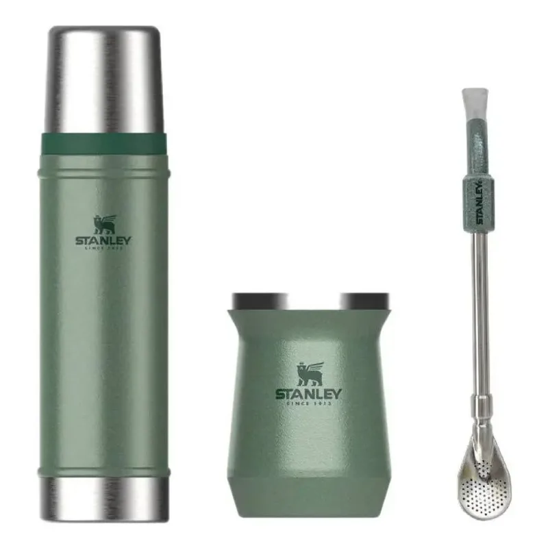 Combo Termo Stanley Classic 591ml + Mate Y Bombilla Verde
