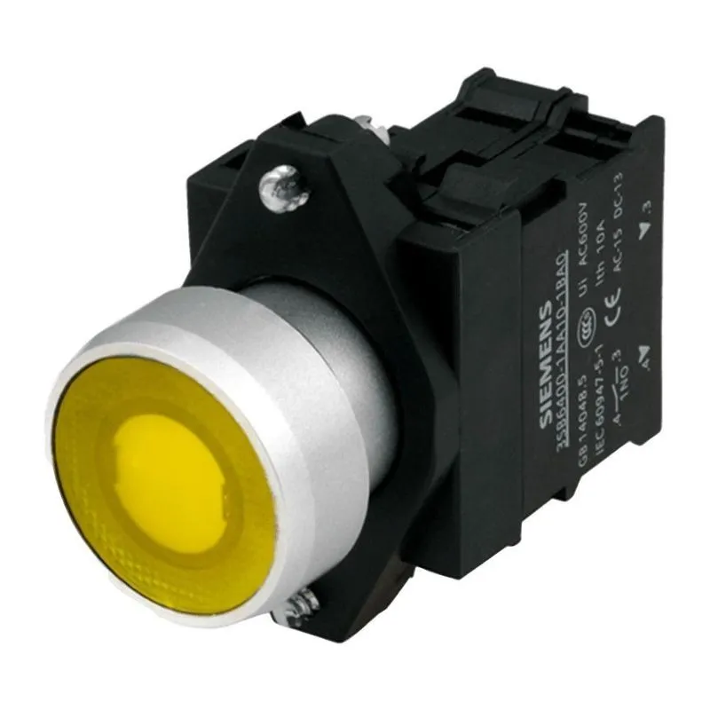 Botão de Comando Sinalizado Siemens 3SB6136-0DB30-1BA0 220V 1NA Amarelo