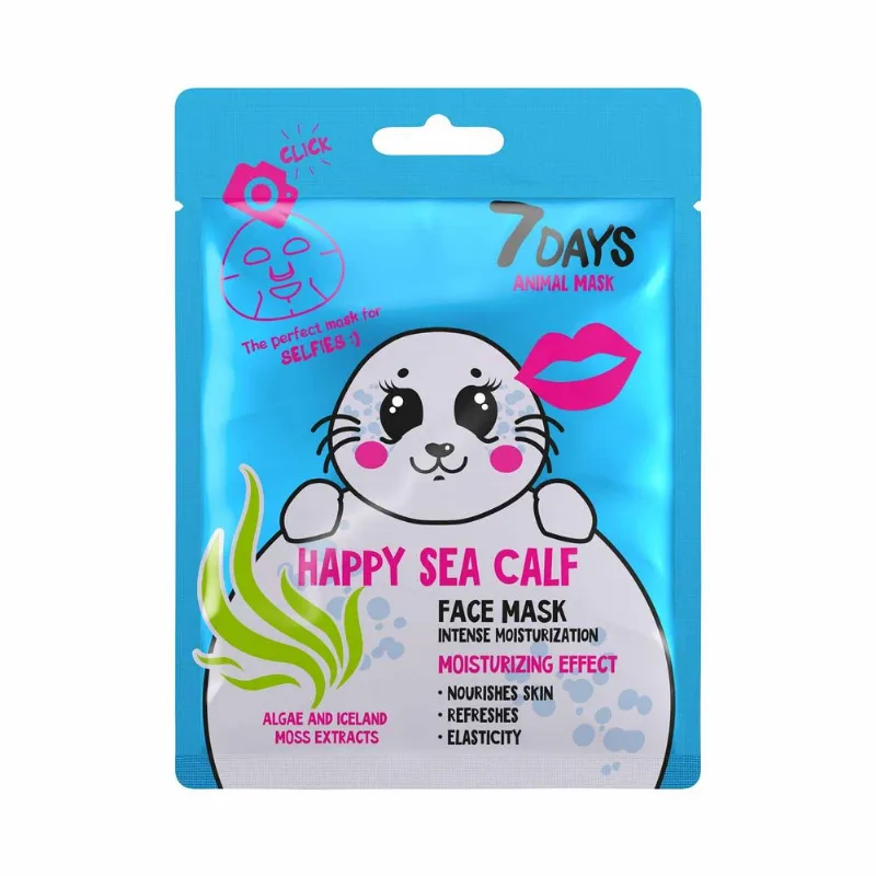 7DAYS ANIMAL MASK HAPPY SEA CALF ALGAE & ICELAND MOSS 7Days Animal Mask Happy Sea Calf Algae <(>&<)> Iceland Moss