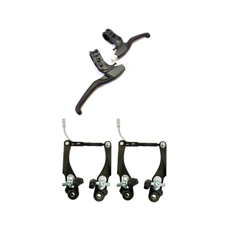 Freio V-Brake com Maçaneta em Nylon Preto Completo com Cabos e Conduites