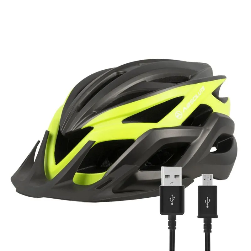 Capacete ciclismo Absolute Wild Flash led traseiro USB G / Amarelofluorescente