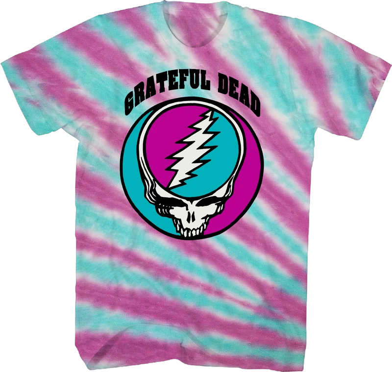 Tie Dye Lightning Skull Logo Grateful Dead T-Shirt Small
