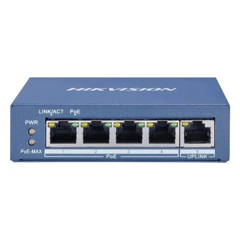Switch Poe Gigabit 4 Portas Hikvision DS-3E0505P-E/M