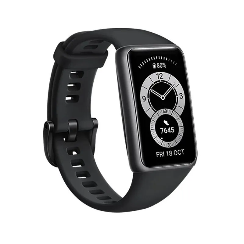 Huawei Band 6 1.47 caixa de polímero dark gray, pulseira graphite black de silicone