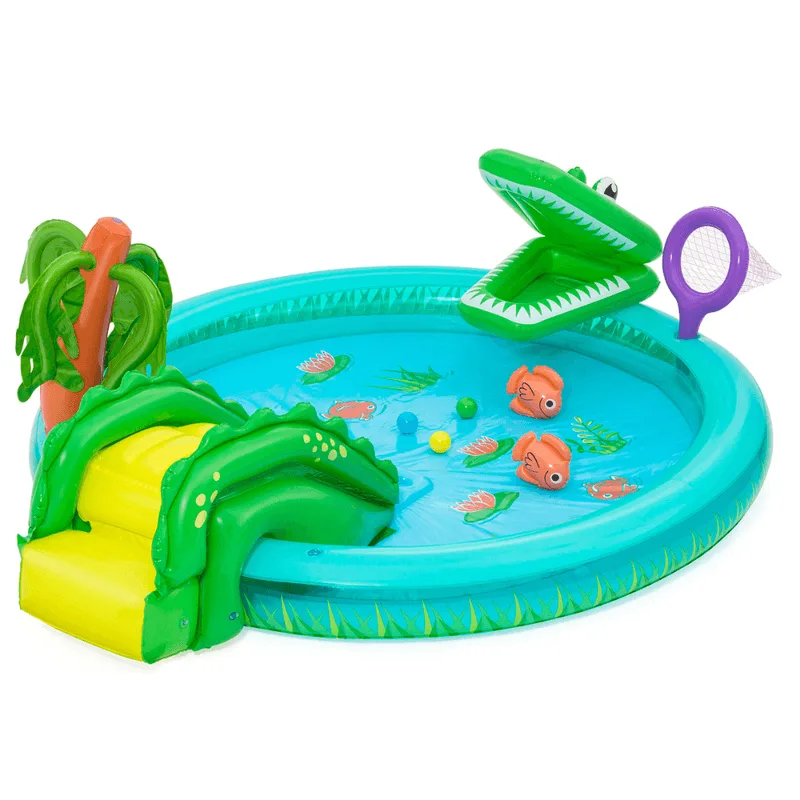 Piscina Inflável Infantil Playground Crocodilo 210 Litros Com 6 Acessórios Bestway