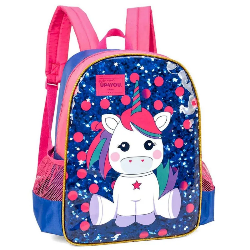 Mochila Unicórnio Up 4 You Azul-Luxcell