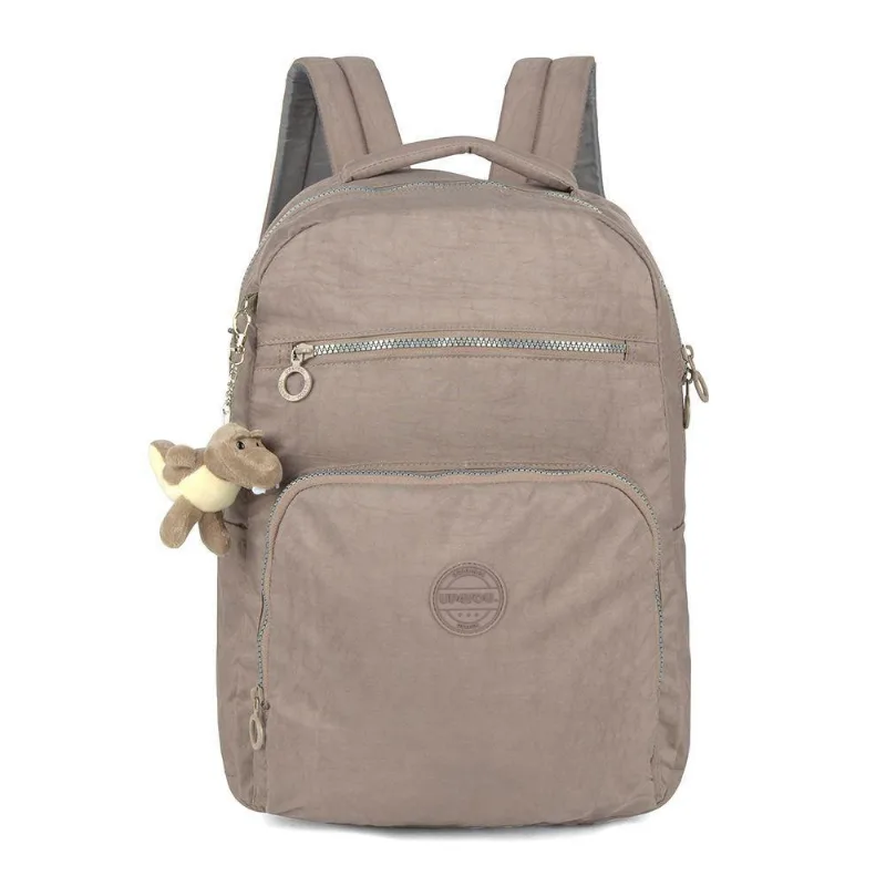 Mochila Feminina Notebook Crinkle Pelúcia Cinza