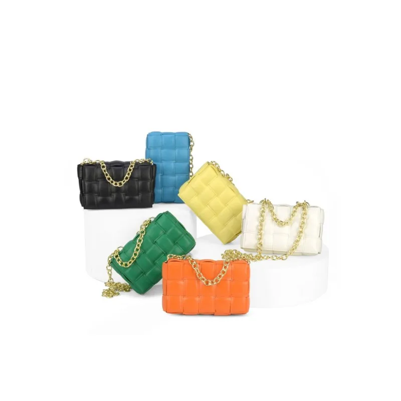 Bolsa Transversal Feminina Gash BG72554 Trançada Corrente Bege