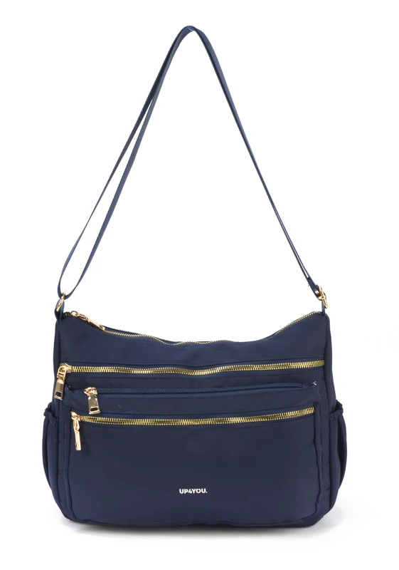 Bolsa Canoa Pequena Transversal Nailon Três Bolsos Up4you Unico / Azul