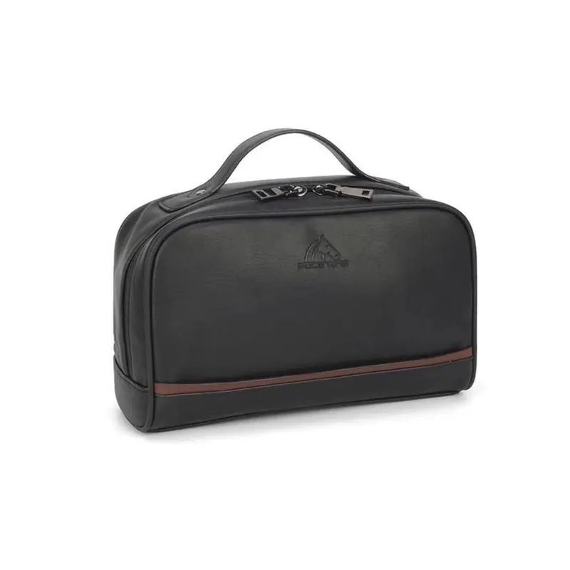 Necessaire Unissex Em Couro Polo King Preto Forro Poliéster