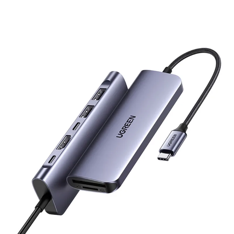 Hub Adaptador Ugreen 7 em 1 para Usb C + 100W Power Delivery