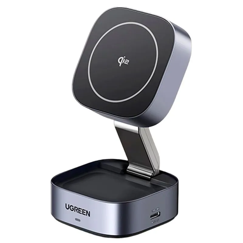 Carregador Ugreen sem Fio Magnético MagFlow 2 em 1 (Qi2 15W, compatível com MagSafe) - 35316