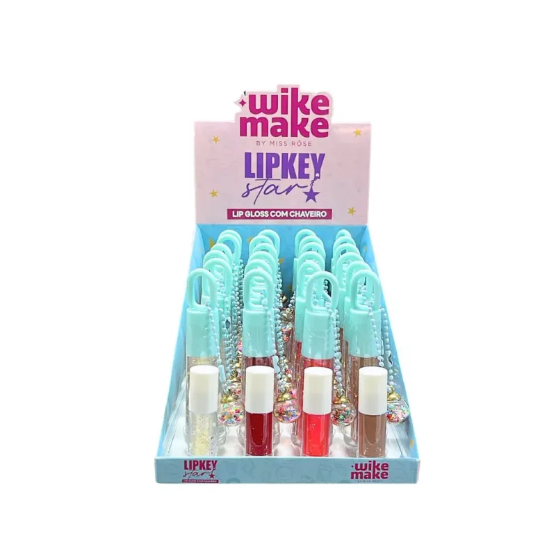 Lip Gloss Chaveiro Lipkey Star Wike Make C/24 Unid - Miss Rose (WM7701-520Z24)
