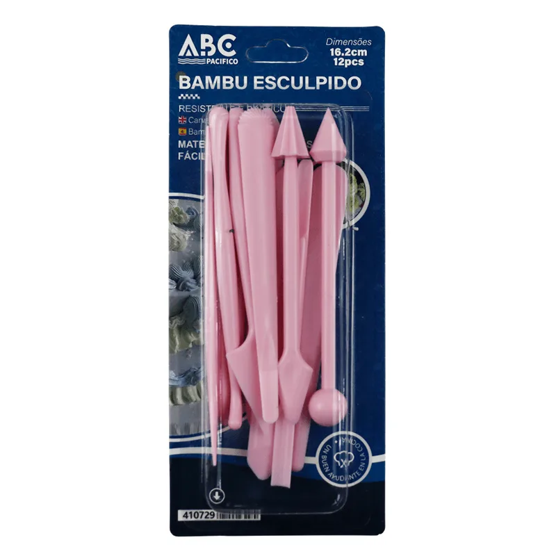 Jogo de Estecas Bambu Para Confeitar Rosa 12 Pçs ABC PACÍFICO JOGO DE ESTECAS BAMBU P.CONFEITAR ROSA 12PCS 410729 ABC PACIFICO