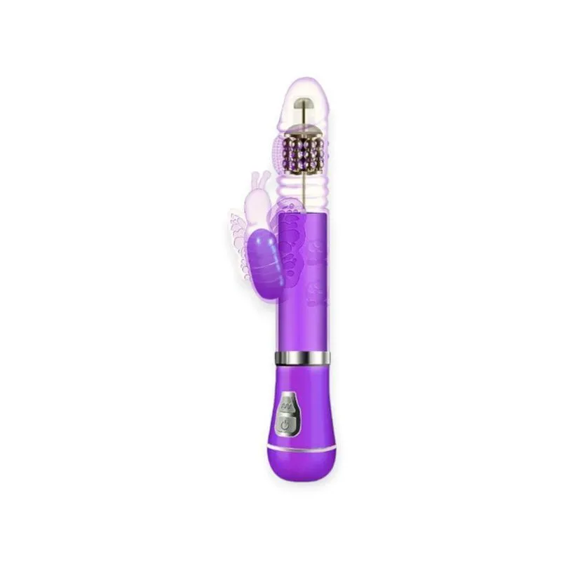 Vibrador Rotativo Borboleta Recarregável Com Vai E Vem - Si - Roxo