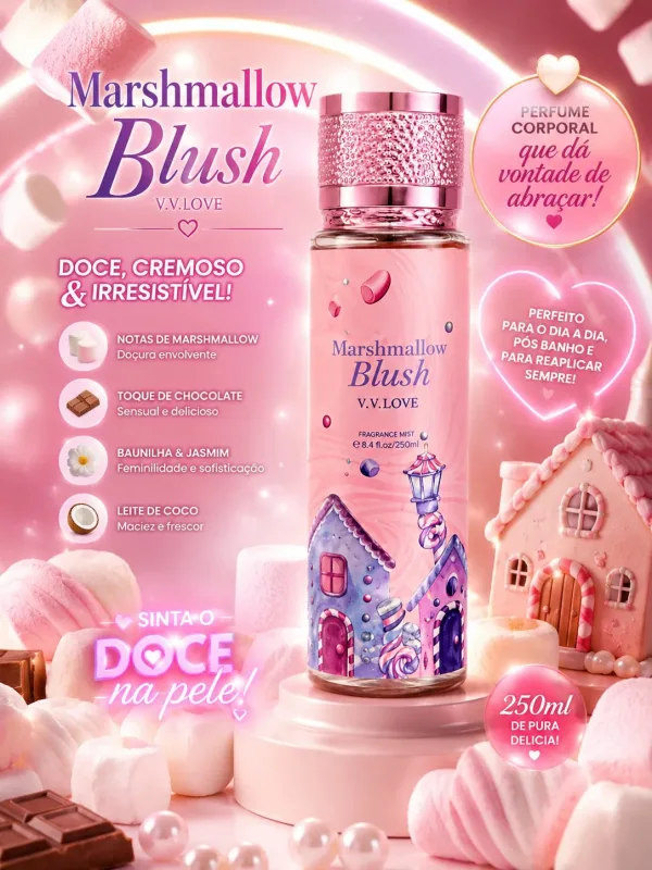 Body Splash V.V. Love Marshmallow Blush Colônia Doce 250ml