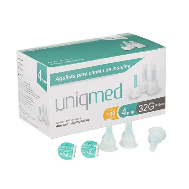 AGULHA CANETA UNIQMED 4MM 32G COM 100 UNIDADES
