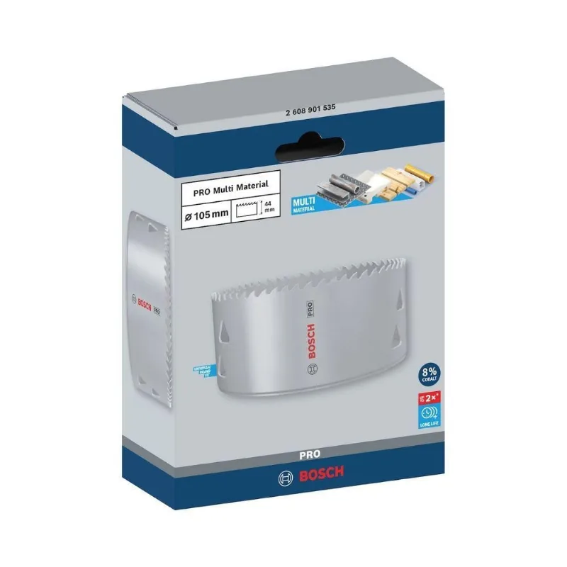 Serra Copo Pro Multi Material 105MM com Dentes Vario em HSS Bimetal 8% Liga de Cobalto Bosch
