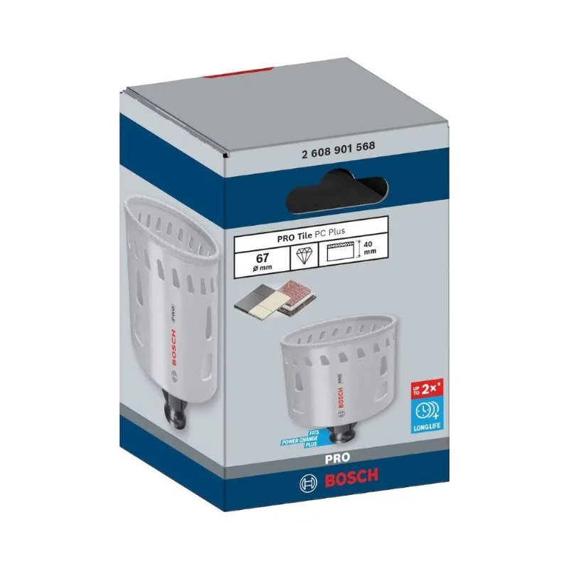 Serra Copo Pro Tile Power Change Plus 67MM com Revestimento de Diamante Bosch