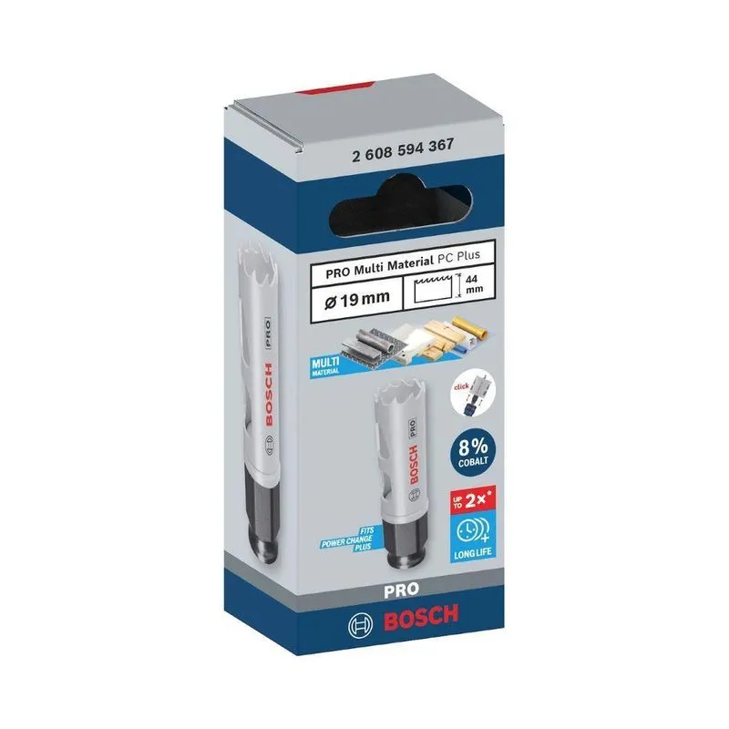 Serra Copo Bosch Pro Multi Material Power Change Plus 19mm Cortes Em Madeira E Metal Sistema Rápido