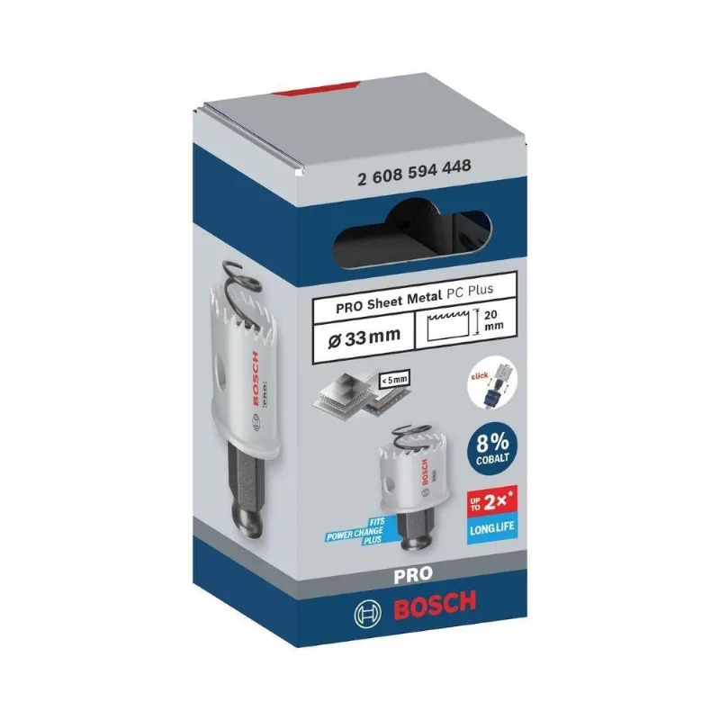 Serra Copo Pro Sheet Metal Power Change Plus 33MM com Tecnologia HSS Bimetal e 8% de Liga Bosch