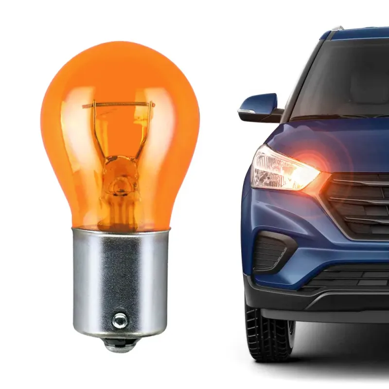 Kit 10 Lâmpadas Halógena 1141 1 Polo 12V 21W BA15s P21W Ambar Automotiva Aplicação Farol Carro Original Inmetro