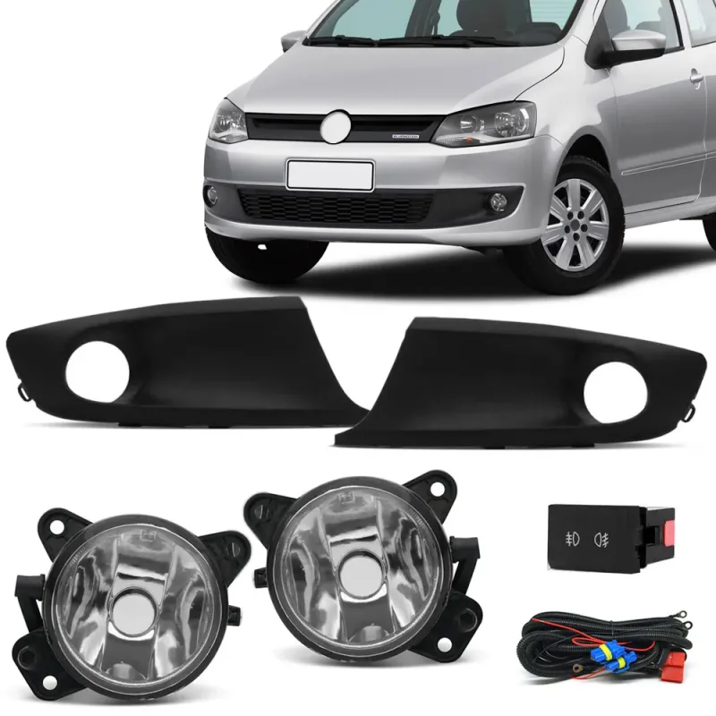 Kit Farol Milha Spacefox 2010 a 2013 Com Moldura Botão Shocklight