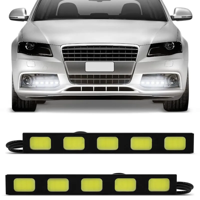 Par Lâmpadas 5 LEDs Auxiliar Farol Dia DRL 6000K Efeito Xenon