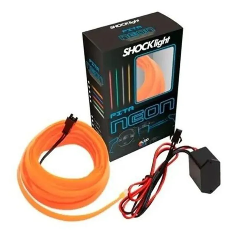 Fita Led Neon Laranja 5m Para Painel/ Interior Automotivo