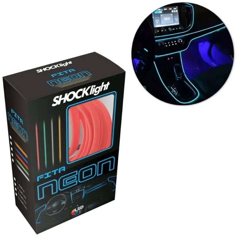 Fita Led Para Painel Inteiro De Carro Neon 1 Metro Vermelha