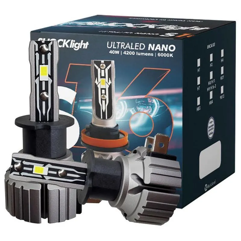 Kit Lâmpada Ultra Led H3 Shocklight S16 Nano 6000k 8400lm