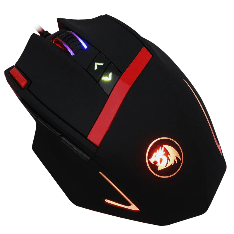 Mouse Gamer USB Laser Mammoth 16400DPI 9 Botões e Ajuste de Peso Redragon M801