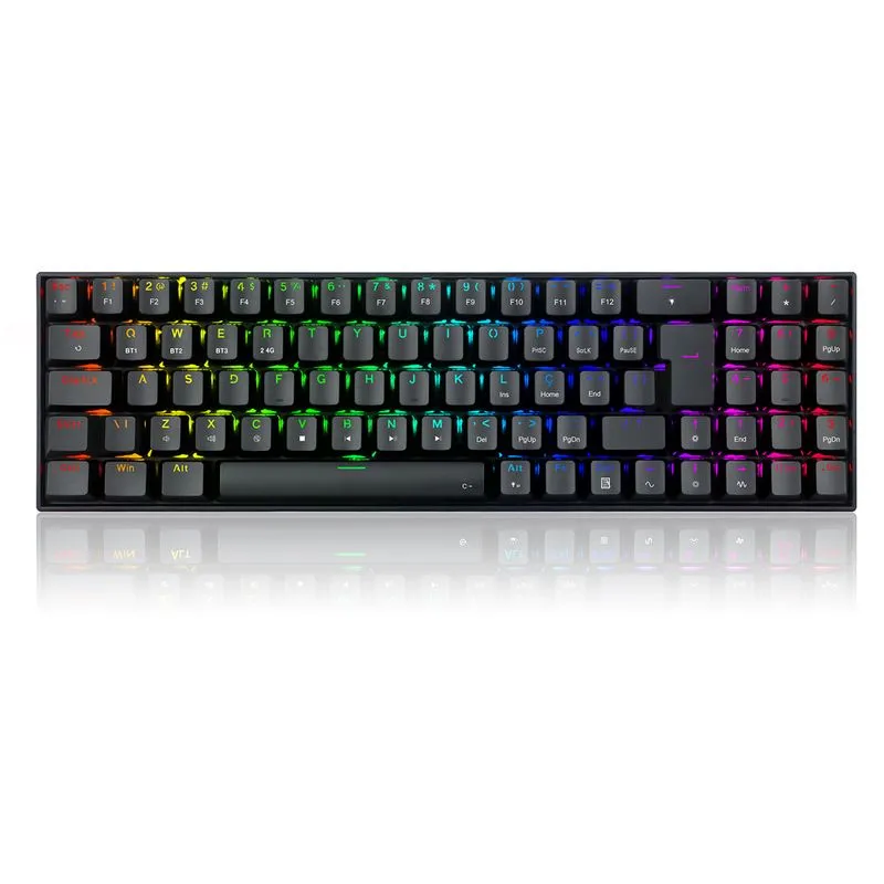 Teclado Gamer Redragon Zed Pro Preto Bluetooth Rgb Mecânico Switch Brown - K627p-wns-b (pt) Brown - 6084