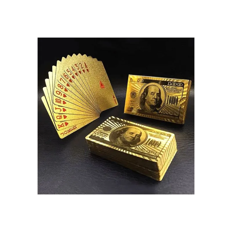 Baralho Dourado Dólar Ouro Brilho Poker 54 Cartas