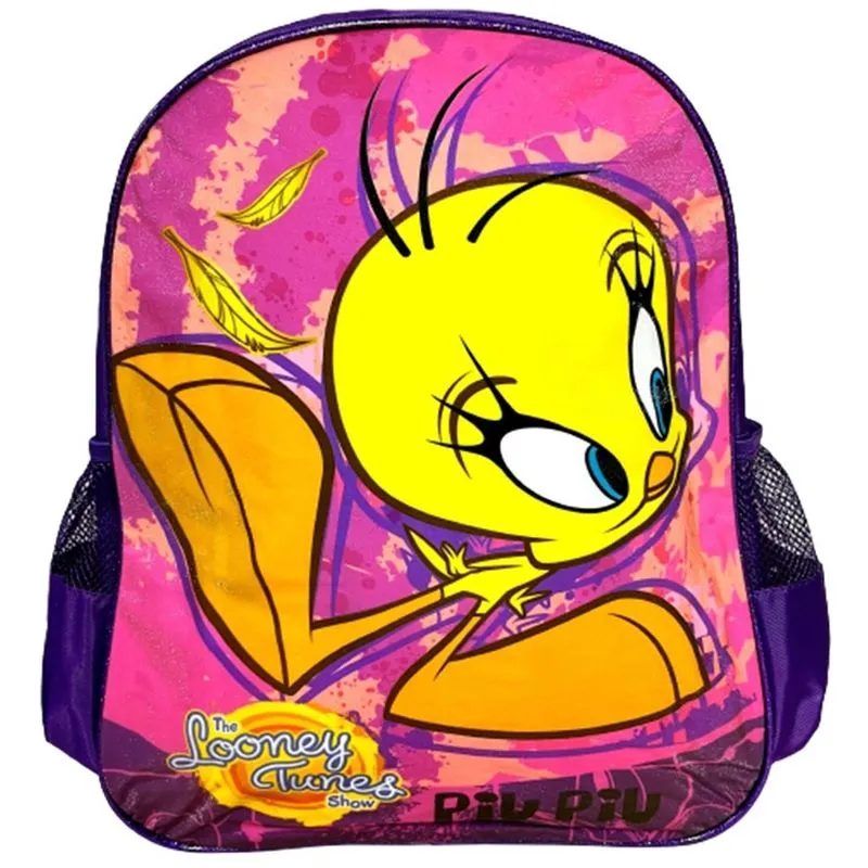 Mochila Escolar G Costas Infantil Juvenil Roxo Personagem Pássaro Passarinho Piu Piu Tweety - The Looney Tunes Show - Licenciado Warner Bros - Luxcel (IS30281LT)
