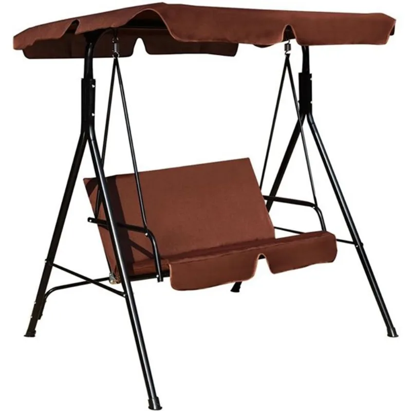 Costway Loveseat Patio Canopy Swing with Cushioned Hammock - Coffee
